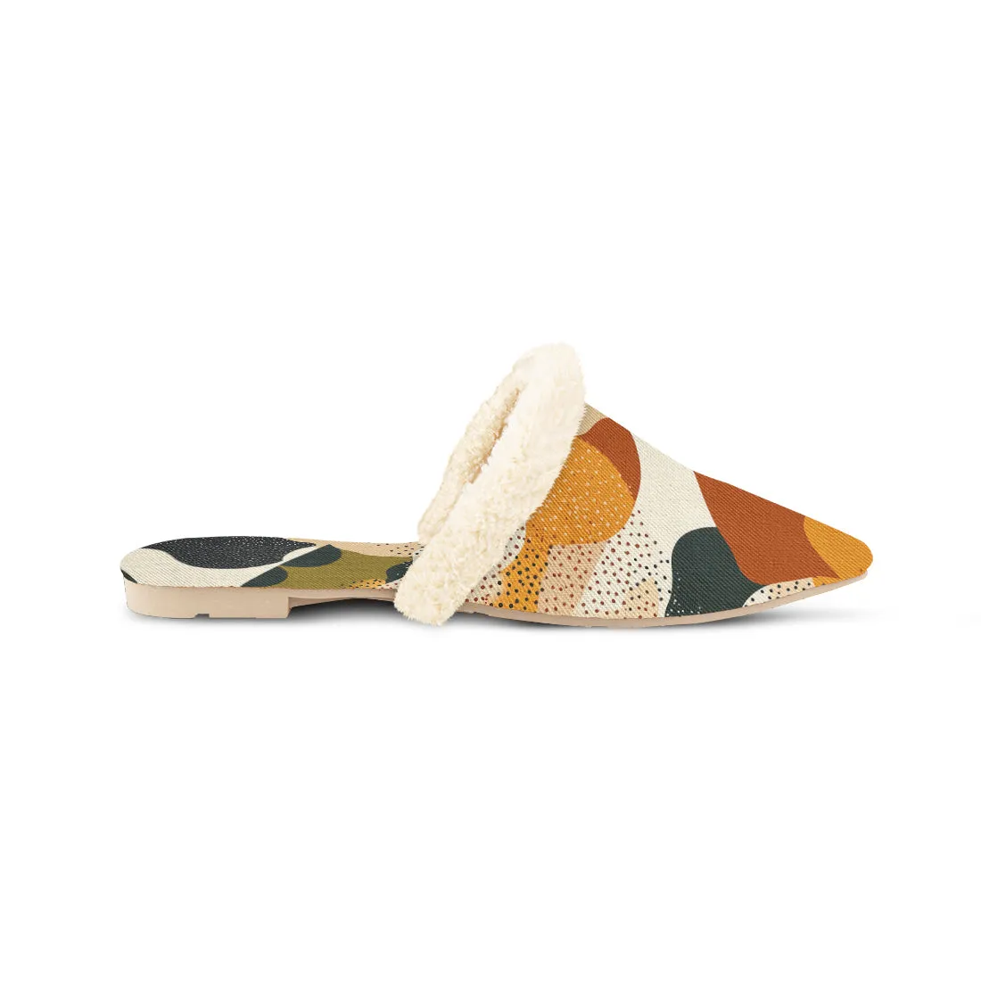 Abstract Camouflage Fur-Lined Mules