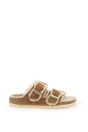 arizona big buckle mules in shearling