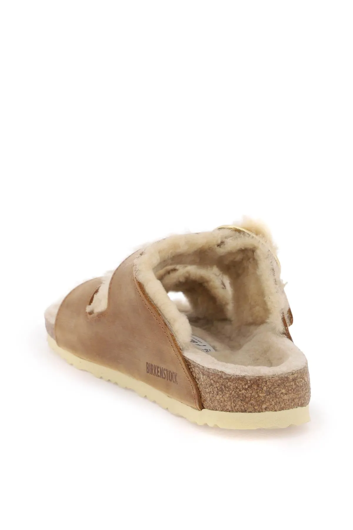 arizona big buckle mules in shearling
