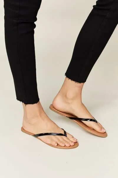 Black PU Leather Open Toe Sandals