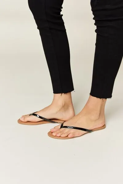 Black PU Leather Open Toe Sandals