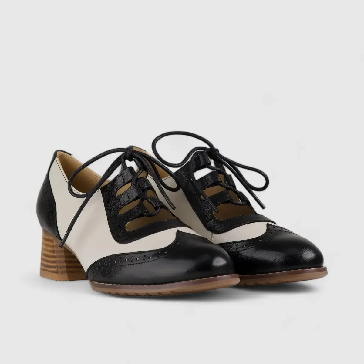 Bulbul Leather Oxford Brogue Black/White K058-8