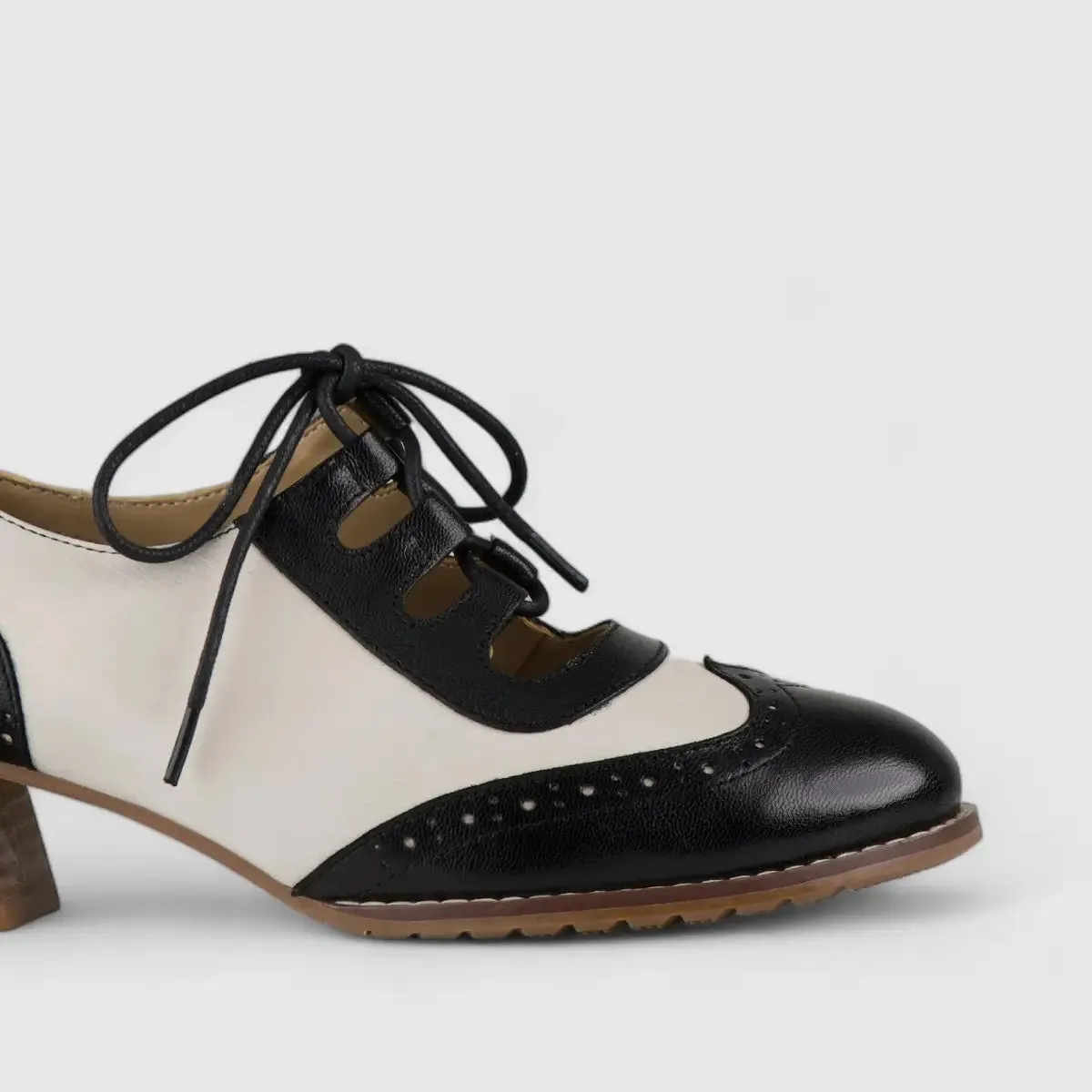 Bulbul Leather Oxford Brogue Black/White K058-8