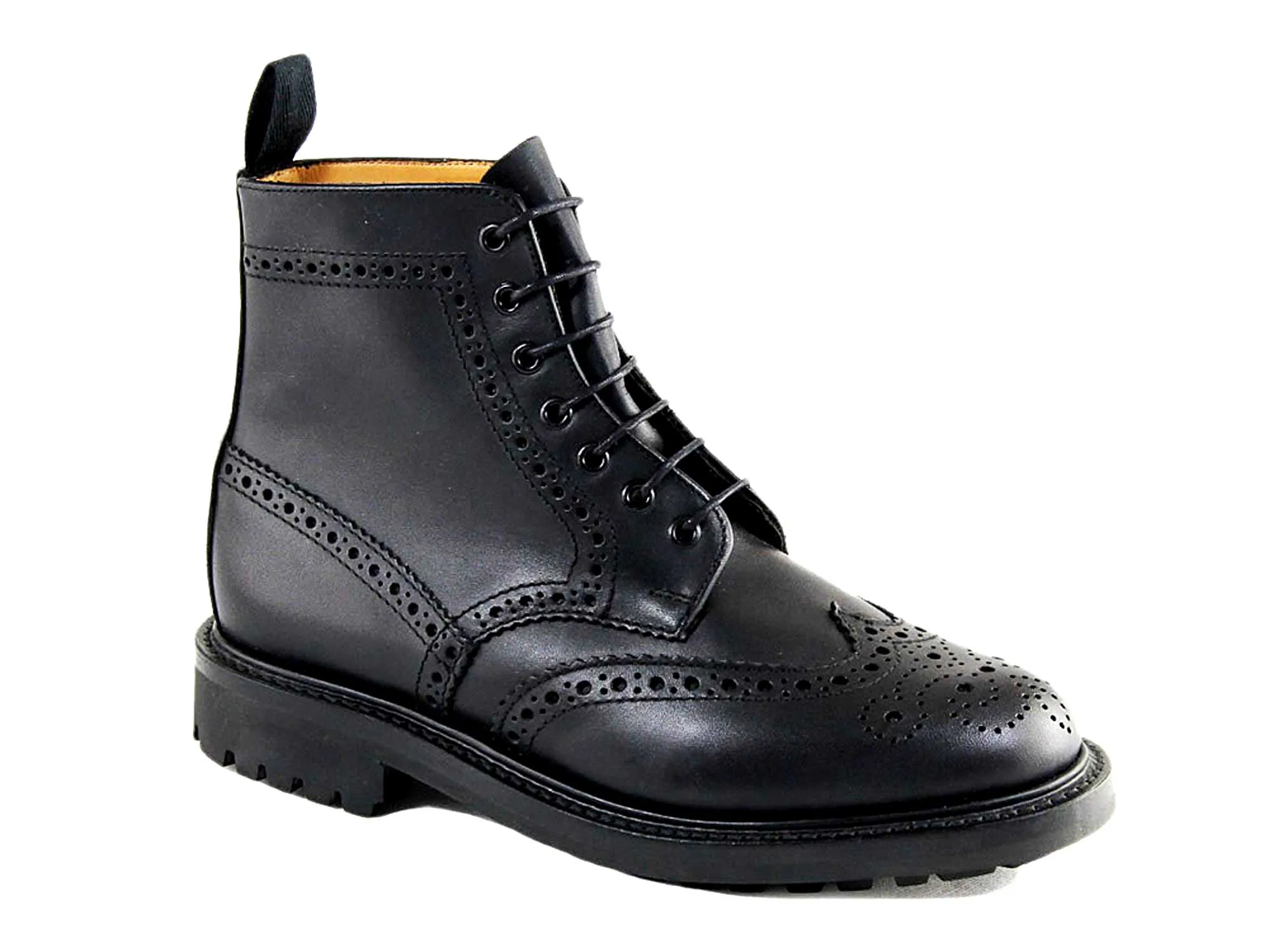 CHELTENHAM Men's Black Brogue Country Boot by Sanders