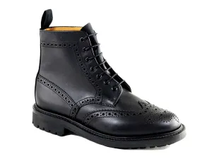 CHELTENHAM Men's Black Brogue Country Boot by Sanders