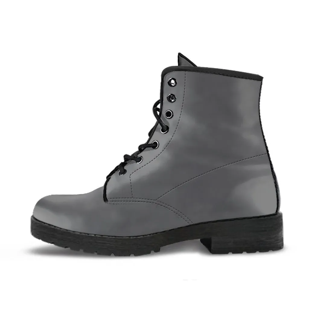 Combat Boots - Gradient Grey |  Boho Shoes, Goth Boots, Gothic Boots, Handmade Lace Up Boots, Vegan Leather Lace Up Boots, 90s Boots, 2000s Boots