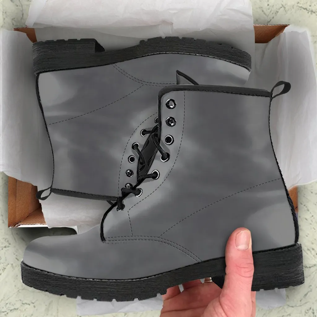 Combat Boots - Gradient Grey |  Boho Shoes, Goth Boots, Gothic Boots, Handmade Lace Up Boots, Vegan Leather Lace Up Boots, 90s Boots, 2000s Boots