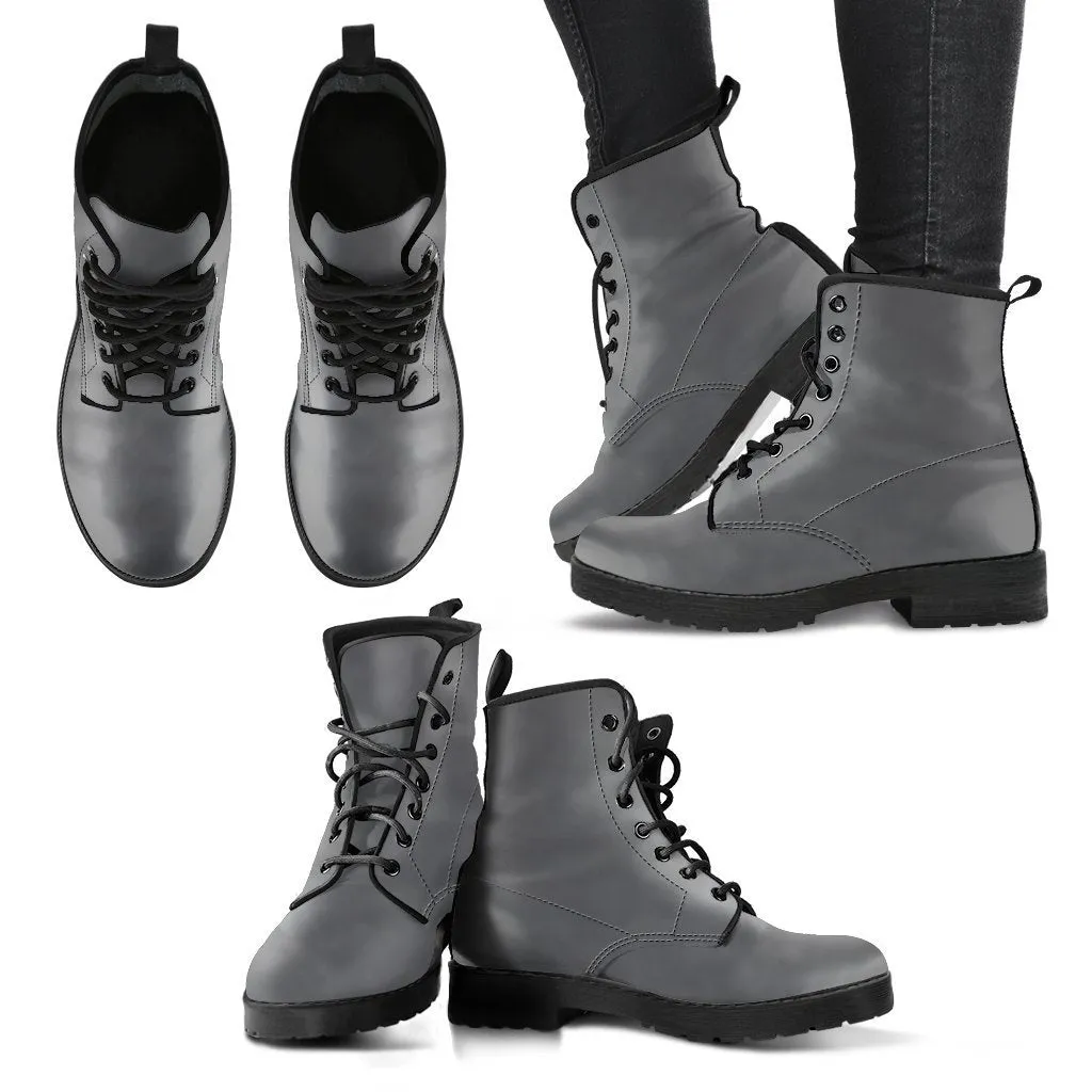 Combat Boots - Gradient Grey |  Boho Shoes, Goth Boots, Gothic Boots, Handmade Lace Up Boots, Vegan Leather Lace Up Boots, 90s Boots, 2000s Boots