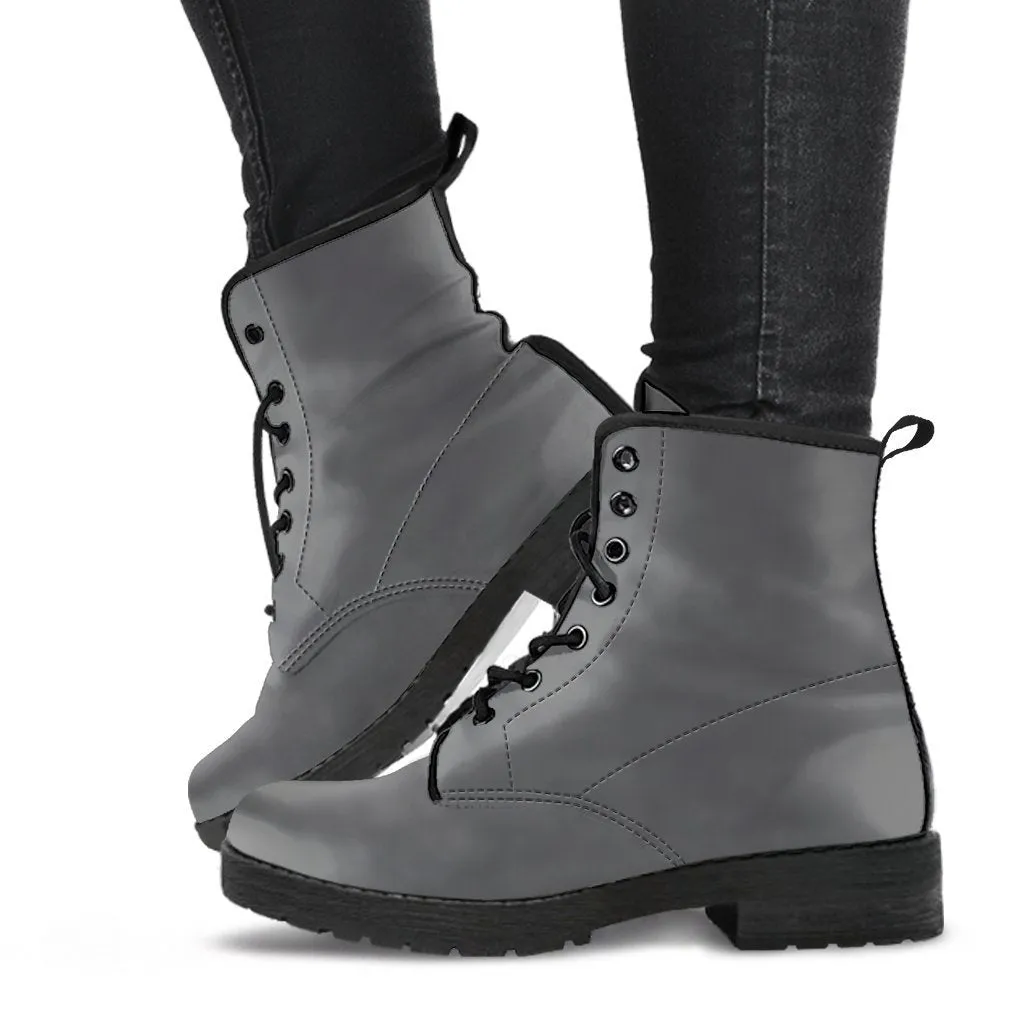 Combat Boots - Gradient Grey |  Boho Shoes, Goth Boots, Gothic Boots, Handmade Lace Up Boots, Vegan Leather Lace Up Boots, 90s Boots, 2000s Boots