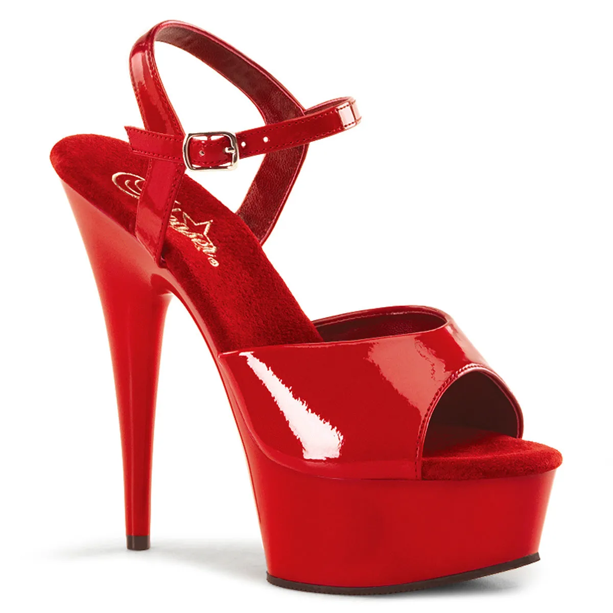 Delight 609 Red Patent 6" High Heel Ankle Strap Sandals - Direct