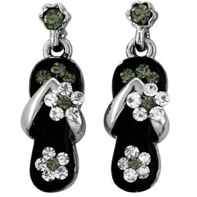 Flip Flop Earrings Black/White Gold