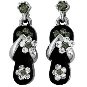 Flip Flop Earrings Black/White Gold