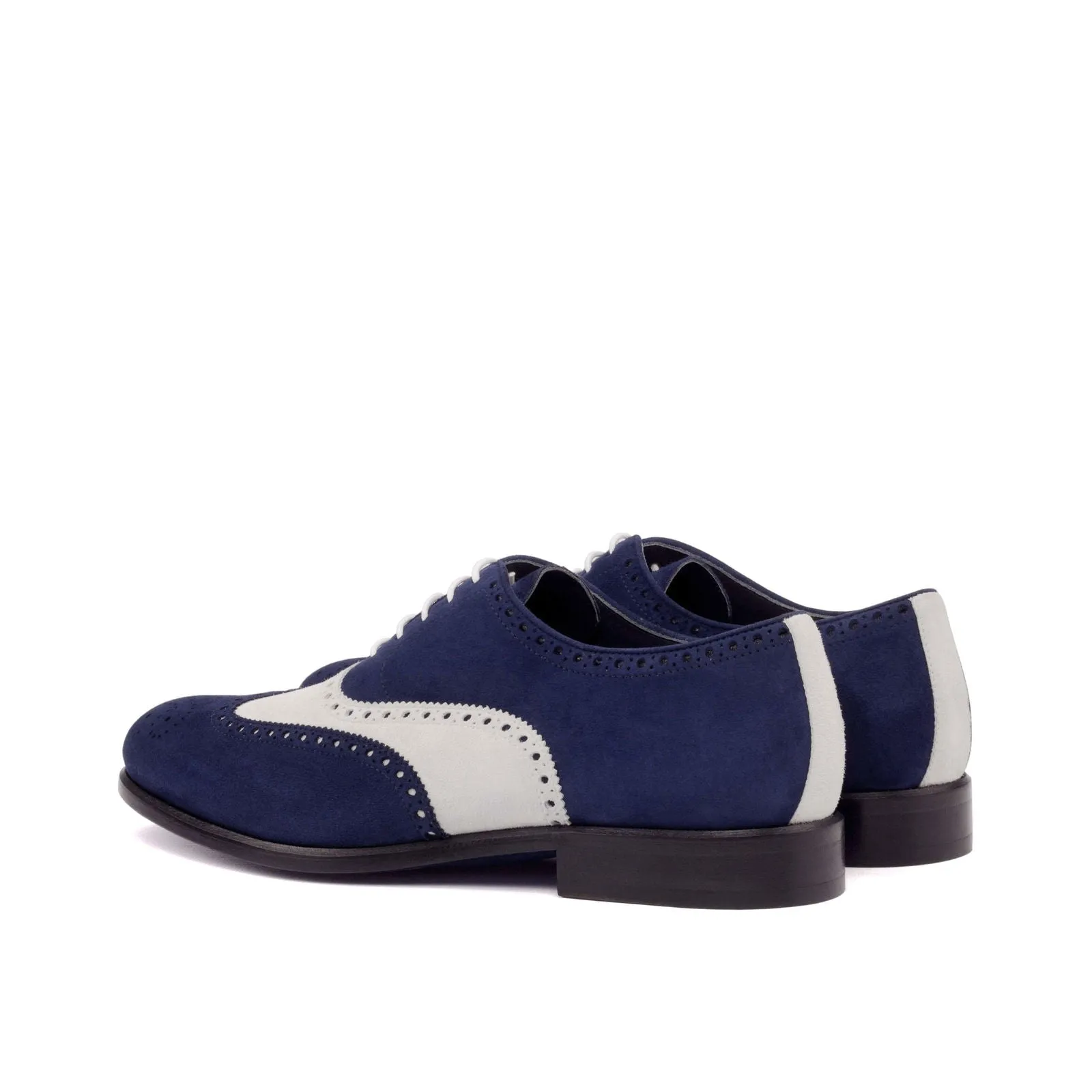 Full Brogue-Kid Suede, White, Blue-Wholesale