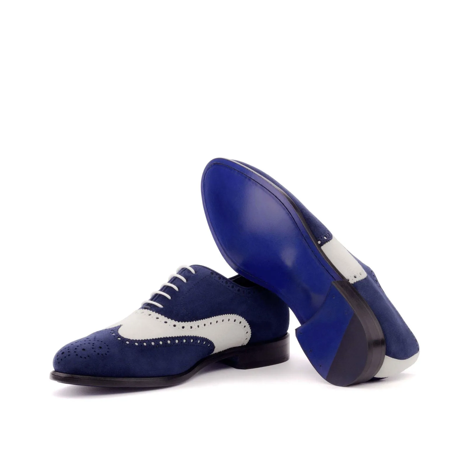 Full Brogue-Kid Suede, White, Blue-Wholesale