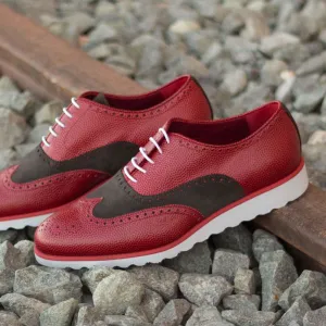 Full Brogue-Pebble Grain, Lux Suede, Red, Grey-Wholesale