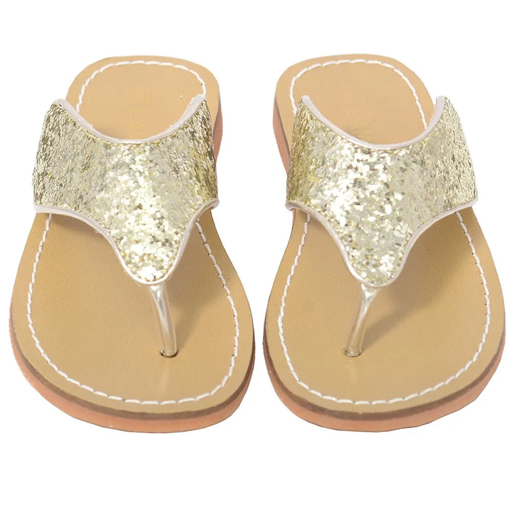 Gold T Strap Flip Flop Summer Spring Sandal Girl 11-4