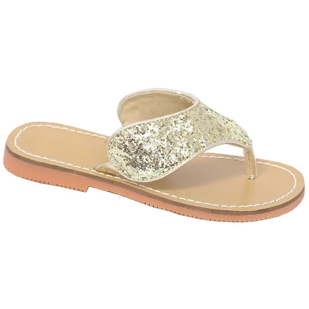 Gold T Strap Flip Flop Summer Spring Sandal Girl 11-4