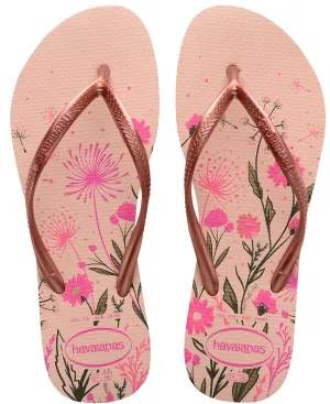 Havaianas Slim Organic Ballet Rose Floral Womens Flip Flops