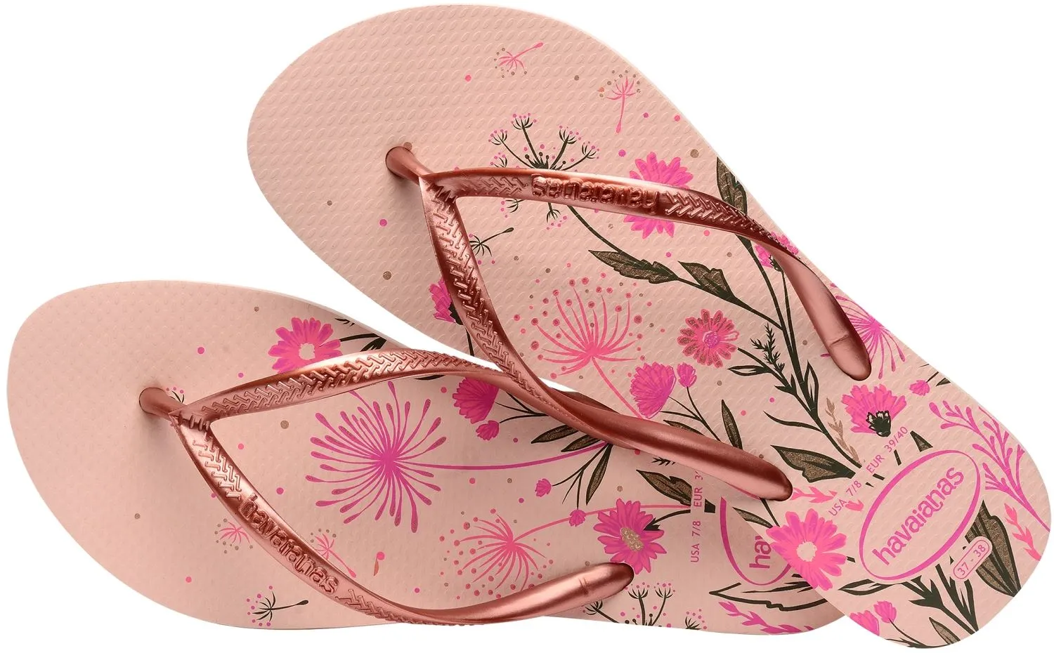 Havaianas Slim Organic Ballet Rose Floral Womens Flip Flops