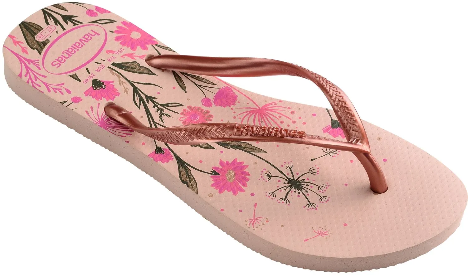 Havaianas Slim Organic Ballet Rose Floral Womens Flip Flops