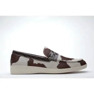 Johnny Famous Bally Style Pony Men's Brown Animal Leather Slip Ons