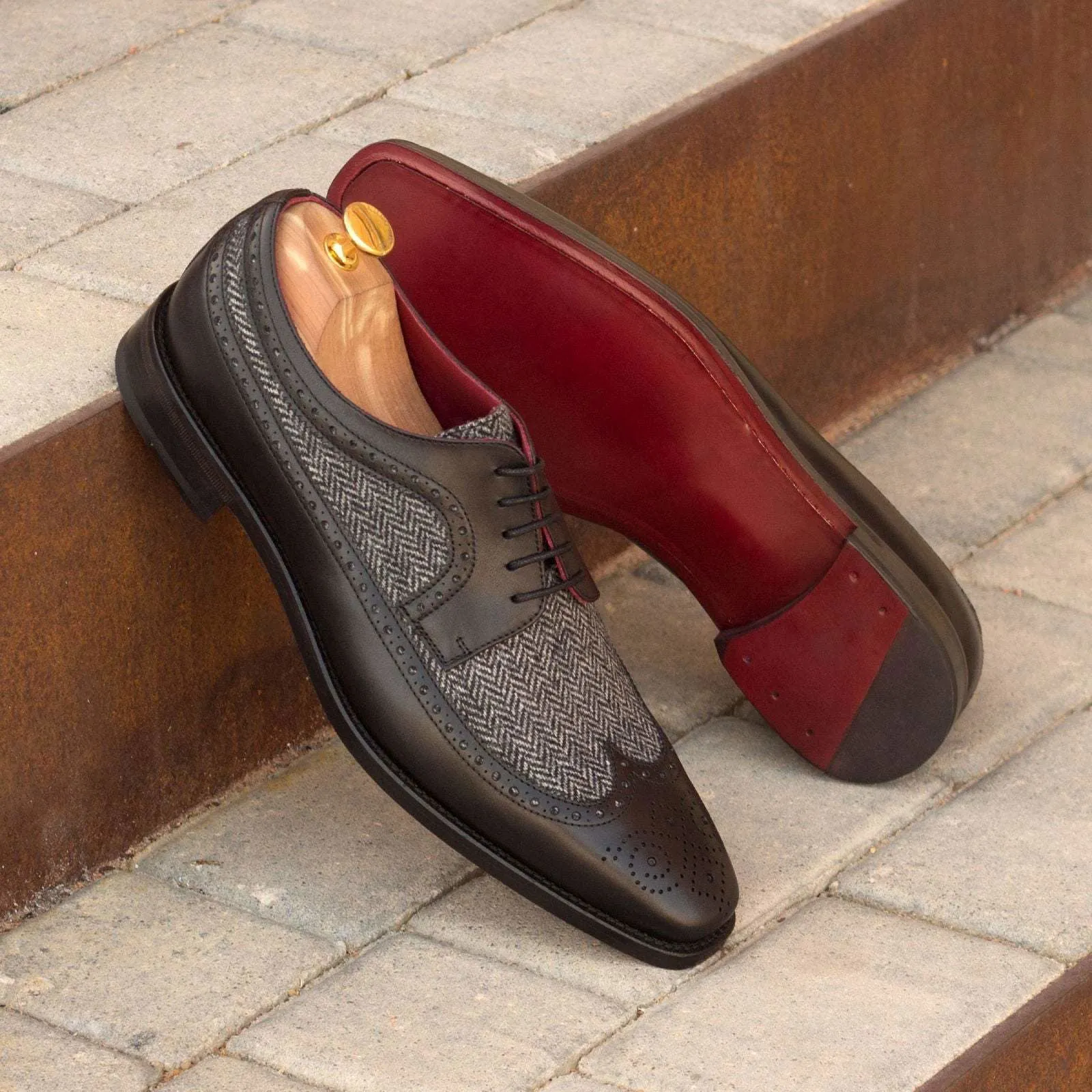 Longwing Blucher-Painted Calf, Sartorial, Black, Grey-Wholesale