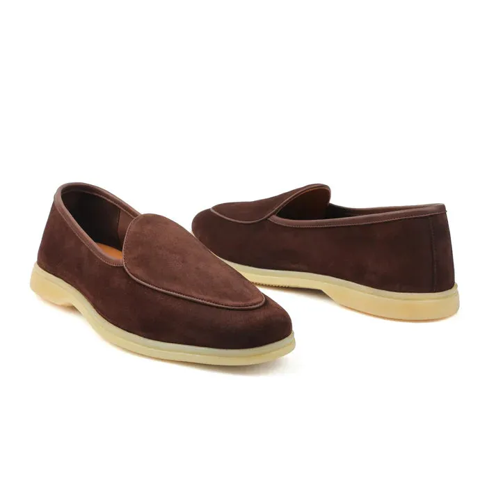 Lorenzo Belgian Loafer - Castorino Suede Brown Unlined Flex