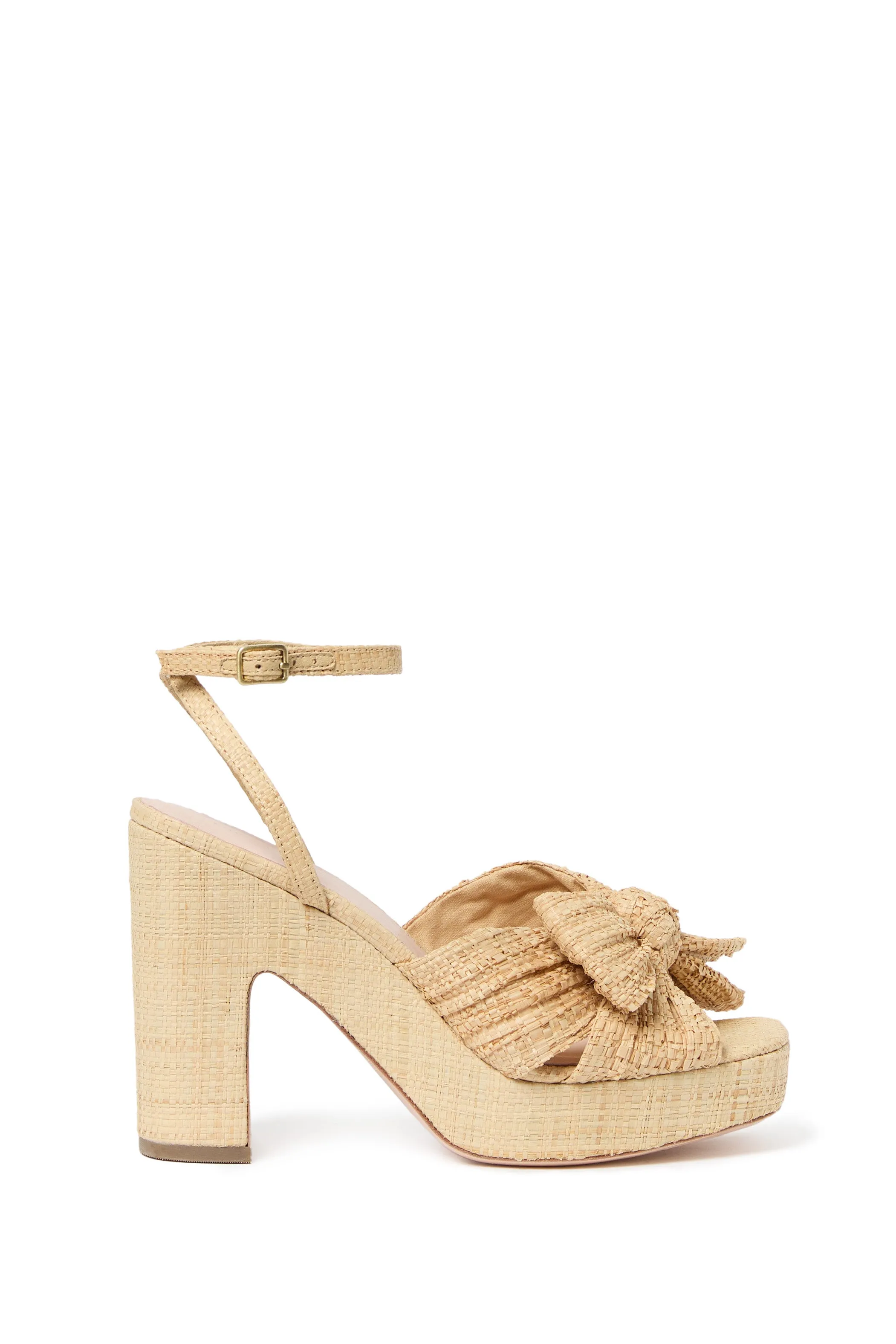 LUCIA PLEATED BOW PLATFORM WITH ANKLE STRAP