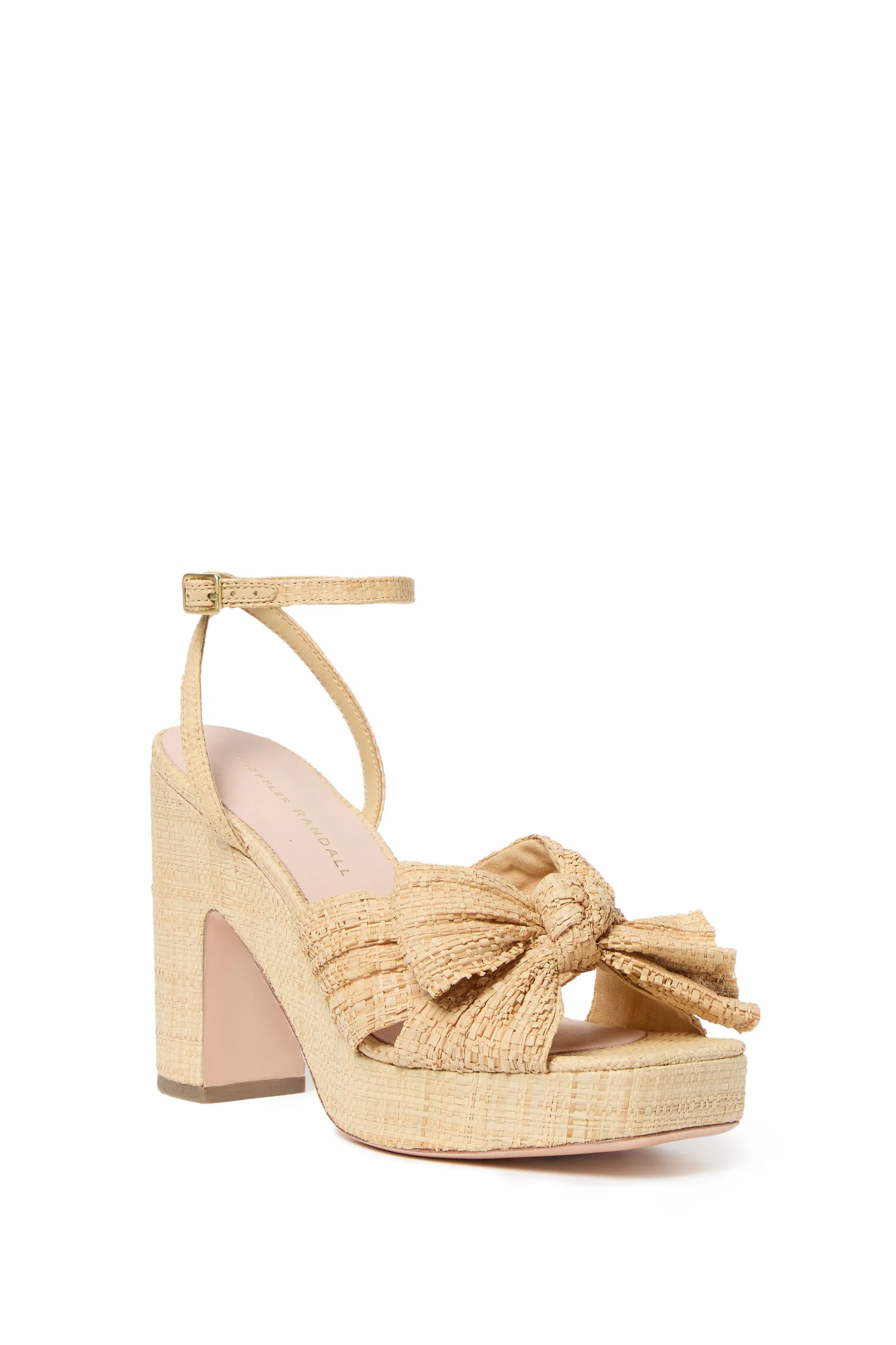 LUCIA PLEATED BOW PLATFORM WITH ANKLE STRAP