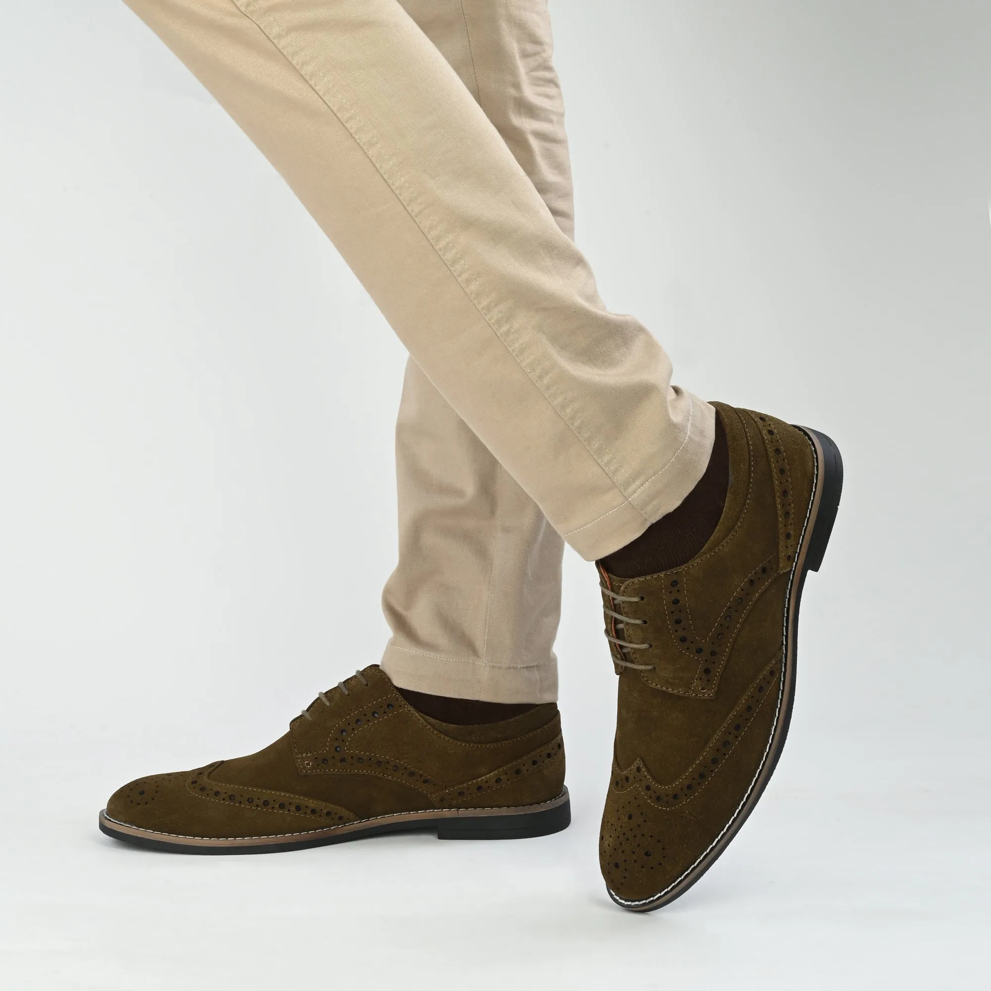 Mighty Suede Leather Brogue Derby Lace Ups