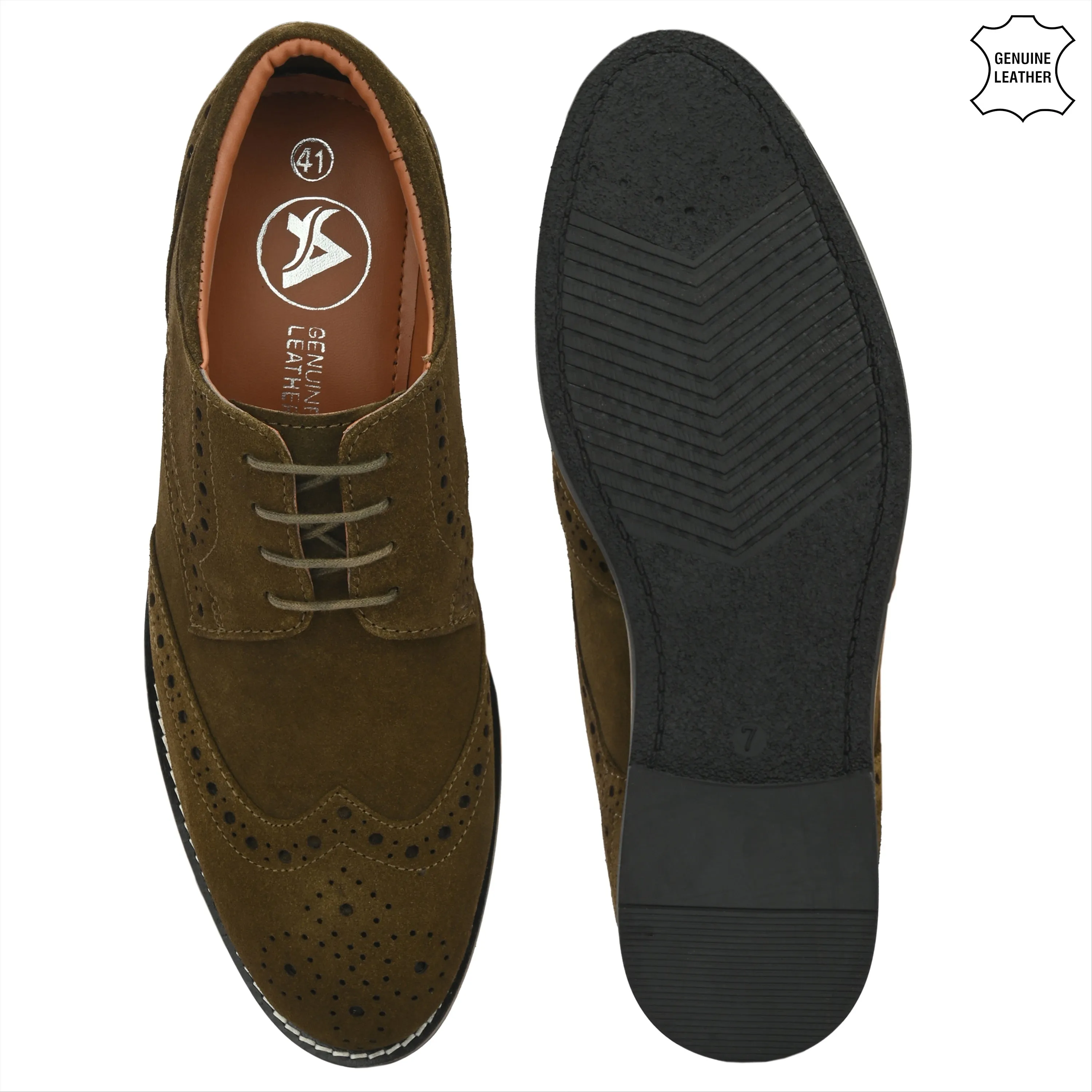 Mighty Suede Leather Brogue Derby Lace Ups
