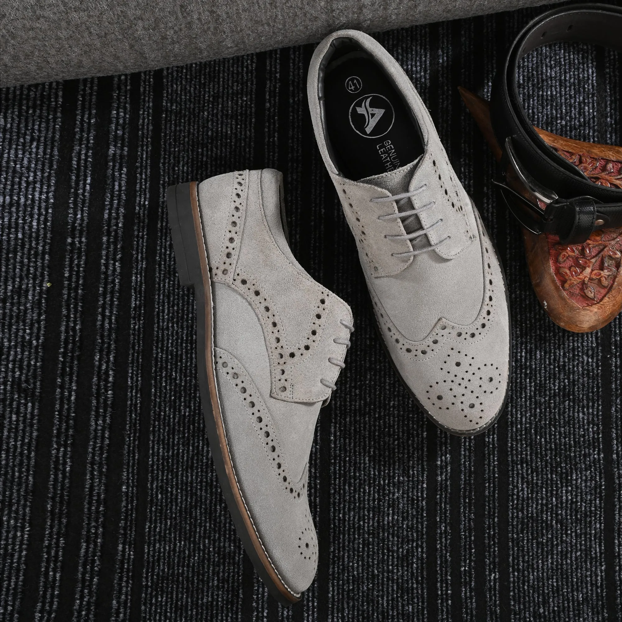 Mighty Suede Leather Brogue Derby Lace Ups