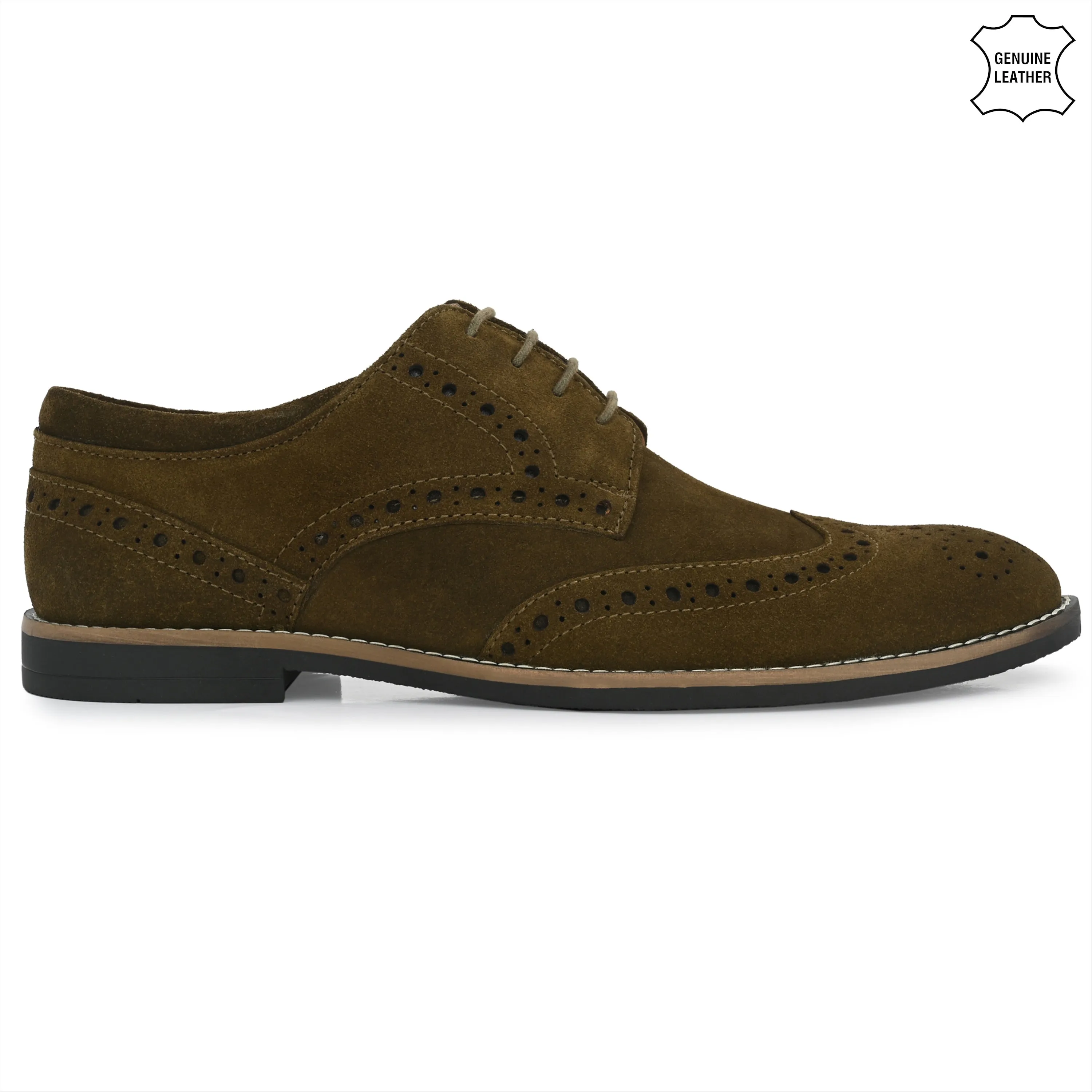 Mighty Suede Leather Brogue Derby Lace Ups