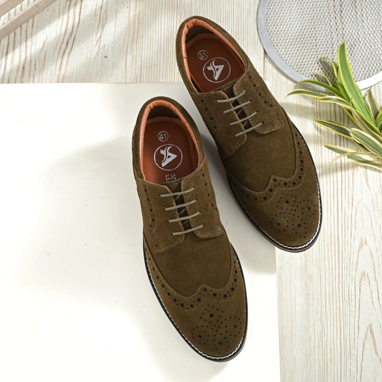Mighty Suede Leather Brogue Derby Lace Ups