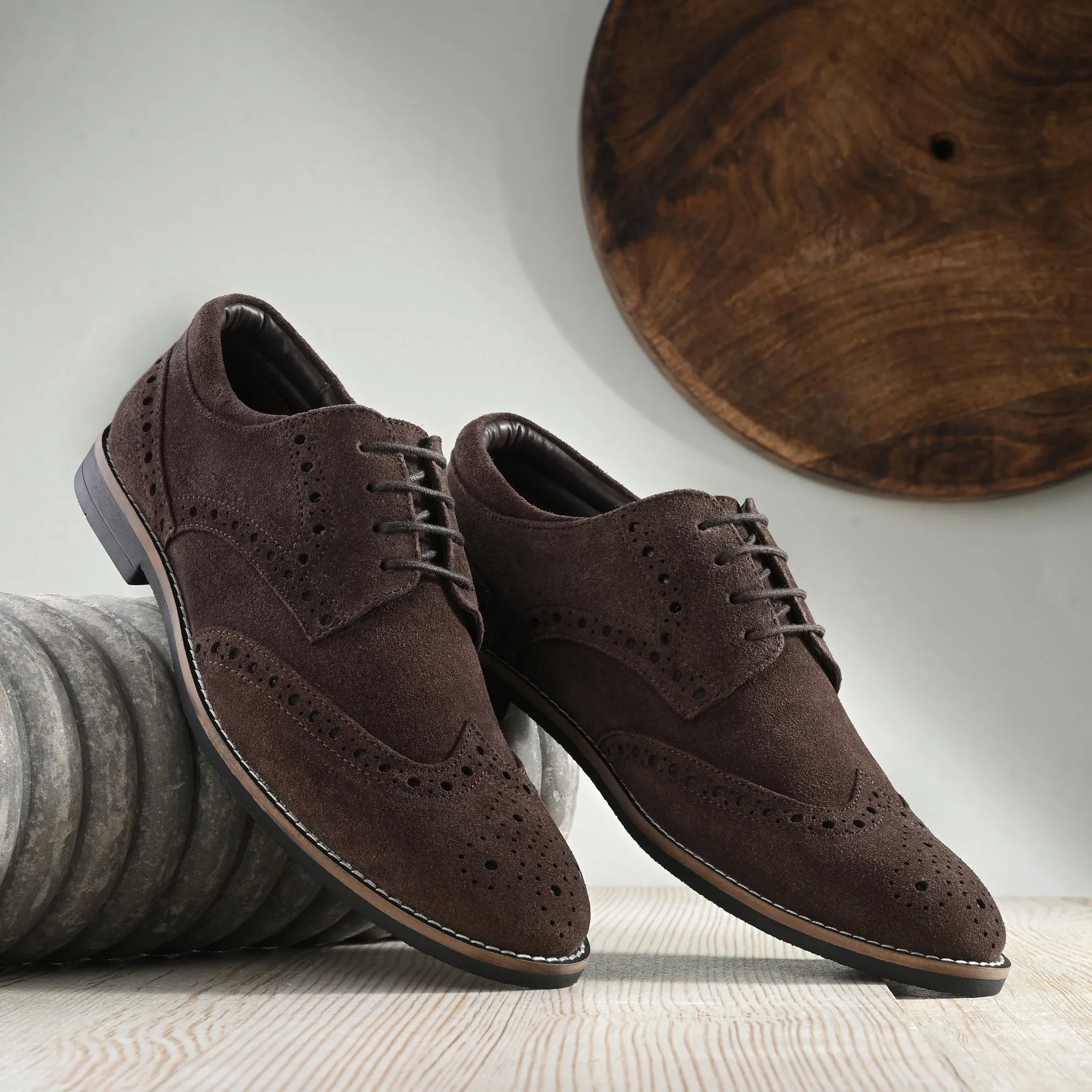 Mighty Suede Leather Brogue Derby Lace Ups