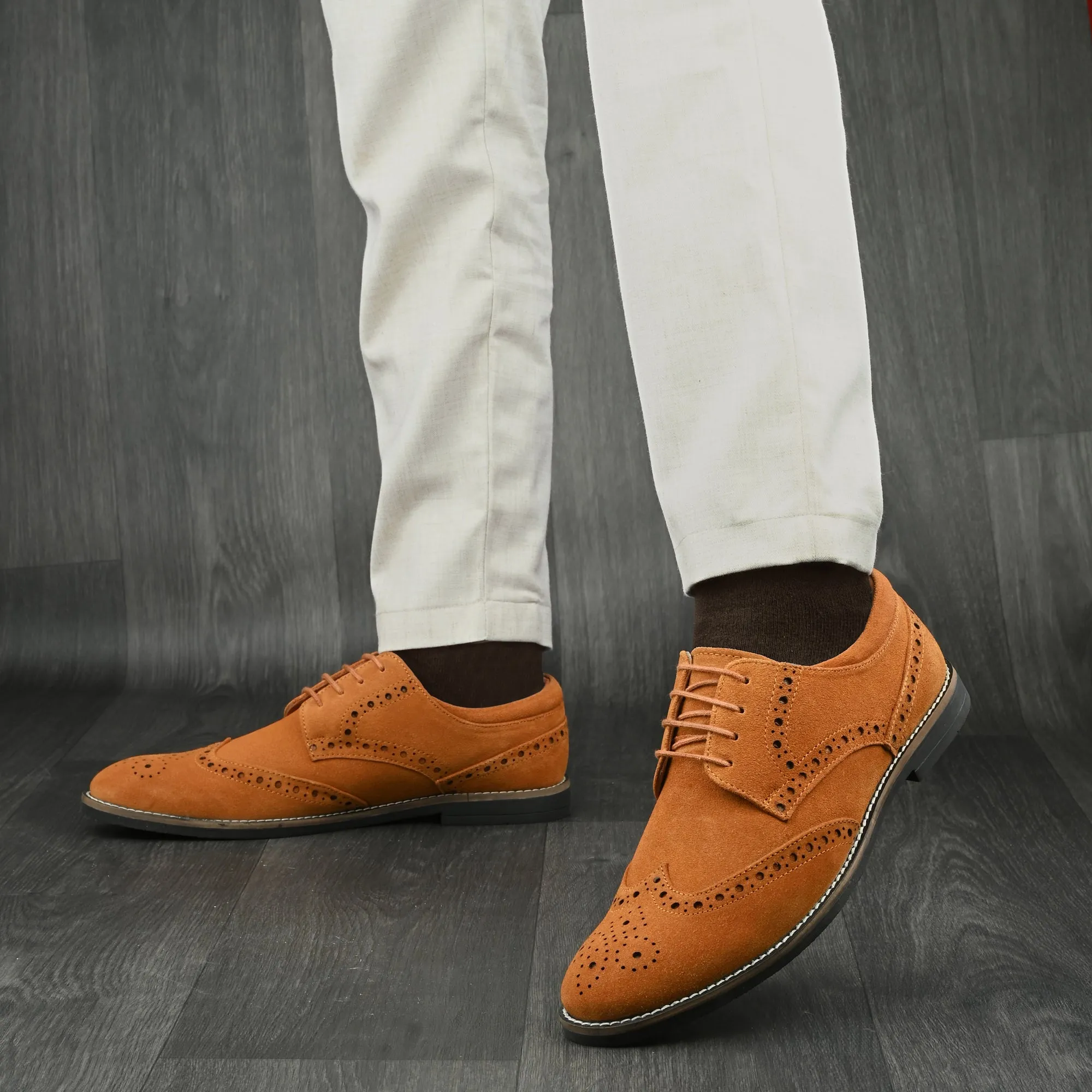 Mighty Suede Leather Brogue Derby Lace Ups