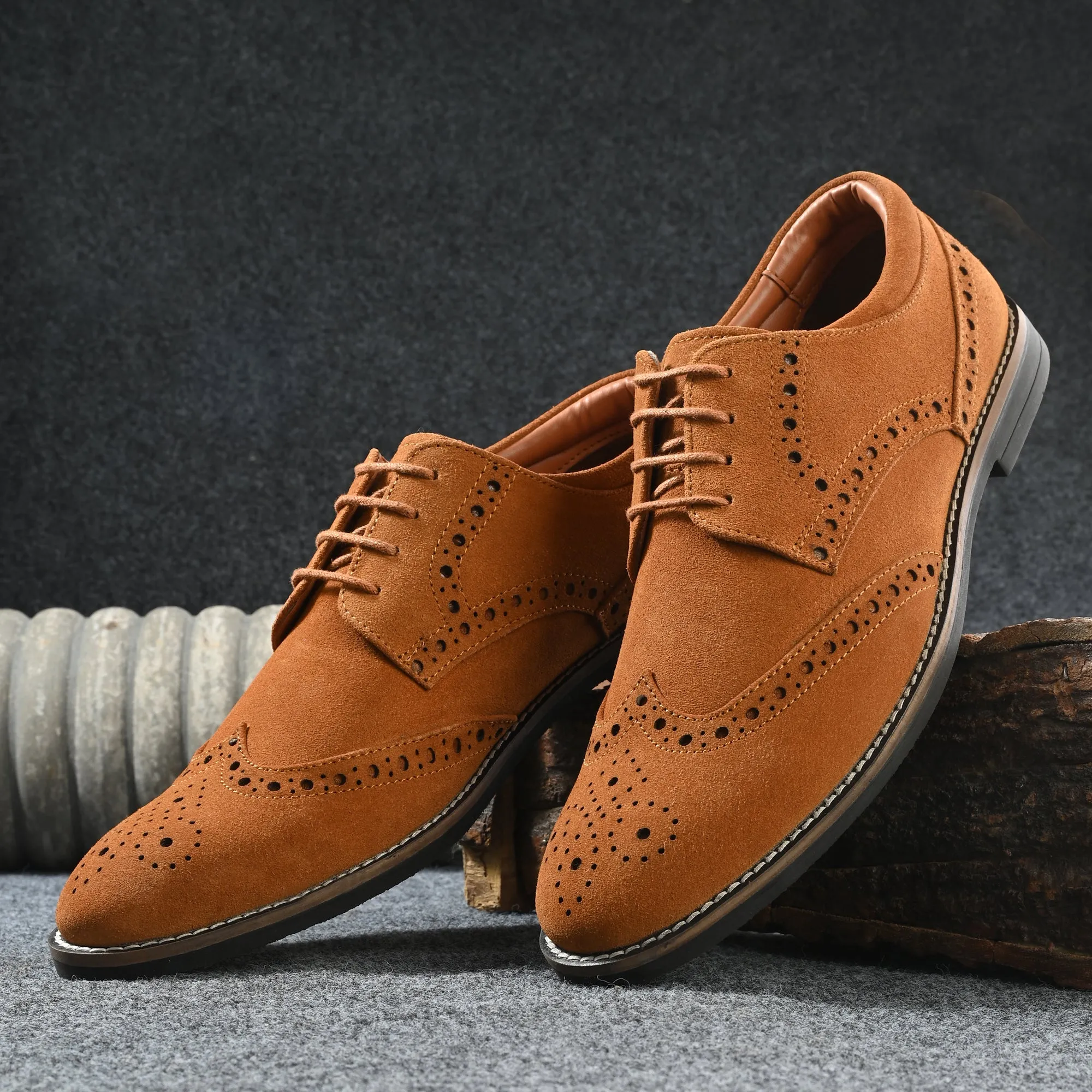 Mighty Suede Leather Brogue Derby Lace Ups
