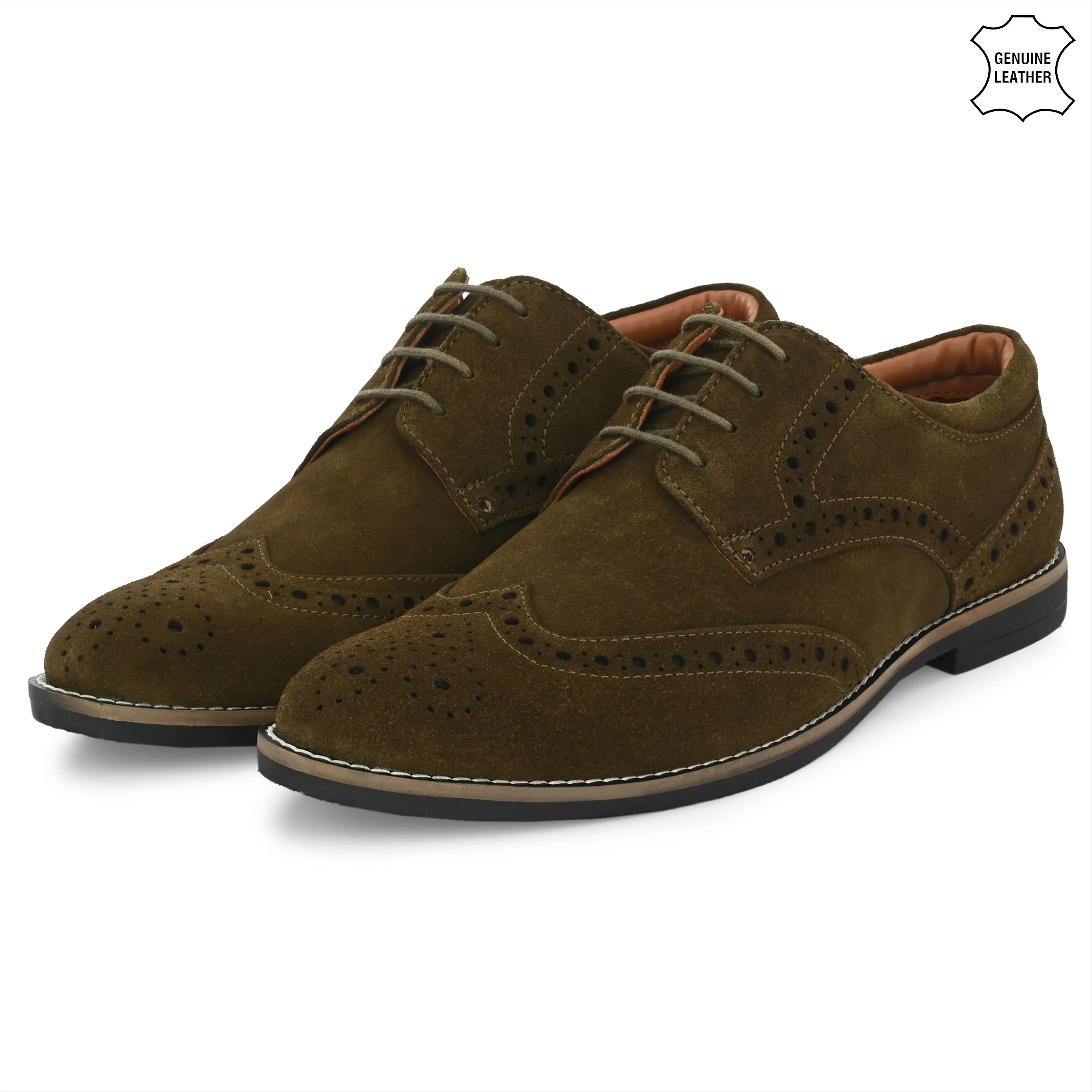 Mighty Suede Leather Brogue Derby Lace Ups