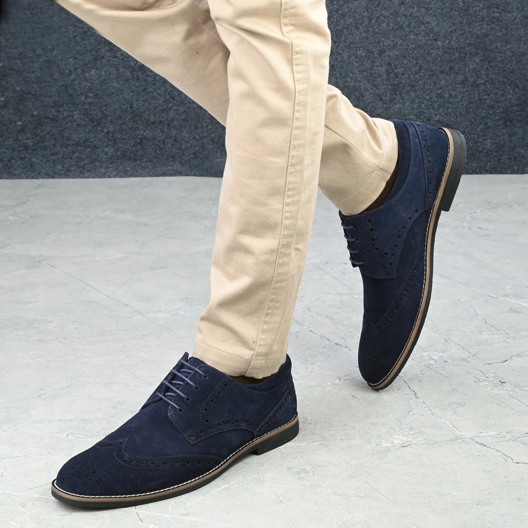 Mighty Suede Leather Brogue Derby Lace Ups