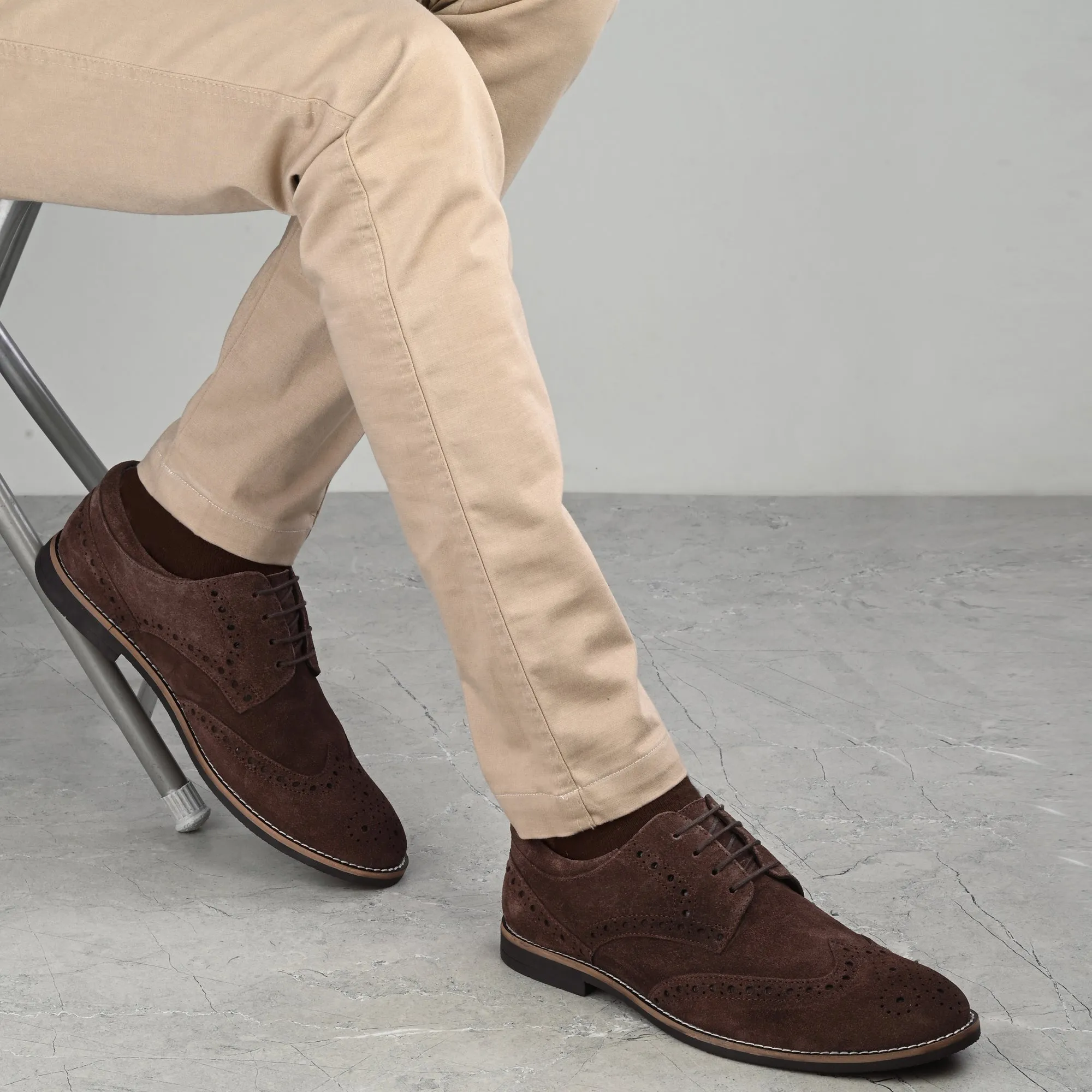 Mighty Suede Leather Brogue Derby Lace Ups