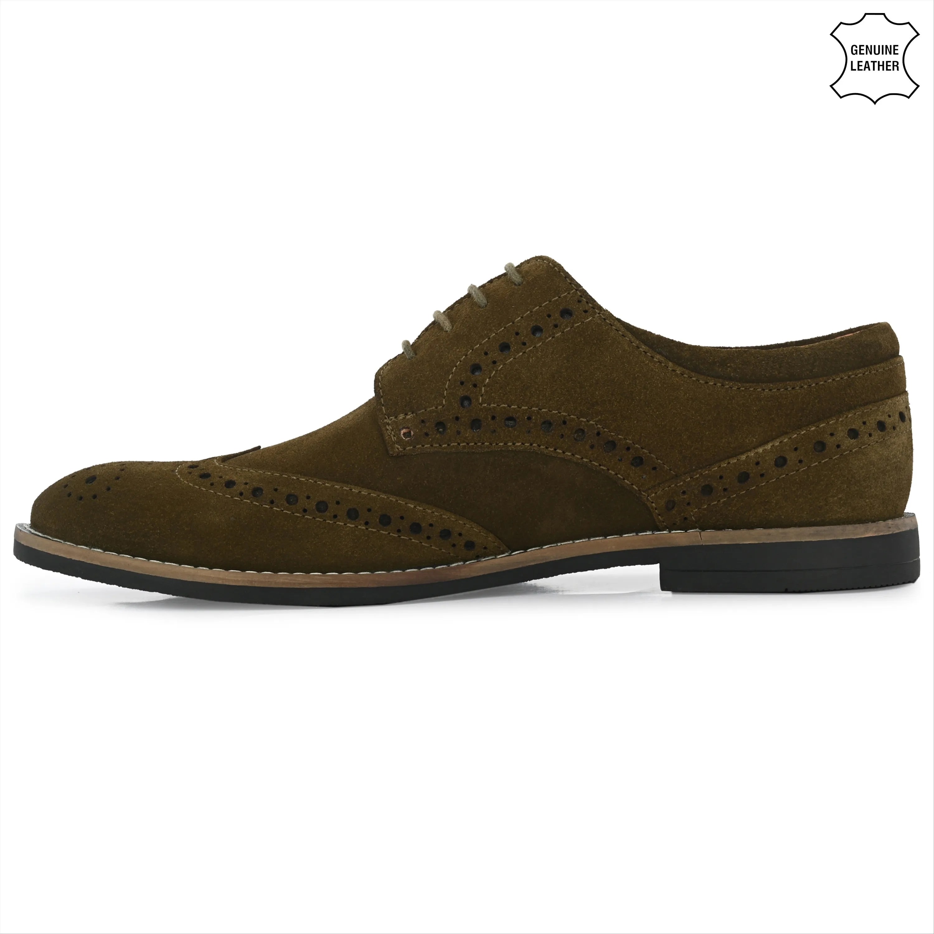 Mighty Suede Leather Brogue Derby Lace Ups