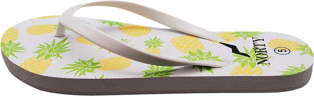 Norty Women's Graphic Print Flip Flop Thong Sandal for Beach, Pool or Everyday - Runs One Size Small