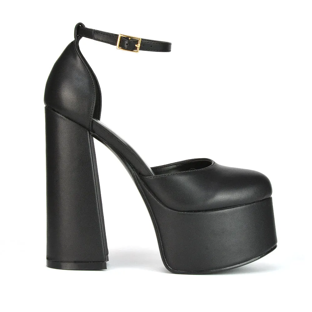 Rae Super High Chunky Platform Heels In Fuchsia Synthetic Leather