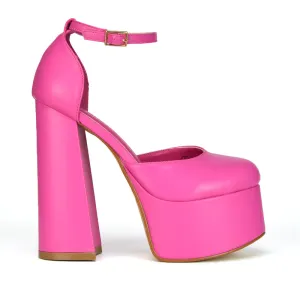 Rae Super High Chunky Platform Heels In Fuchsia Synthetic Leather