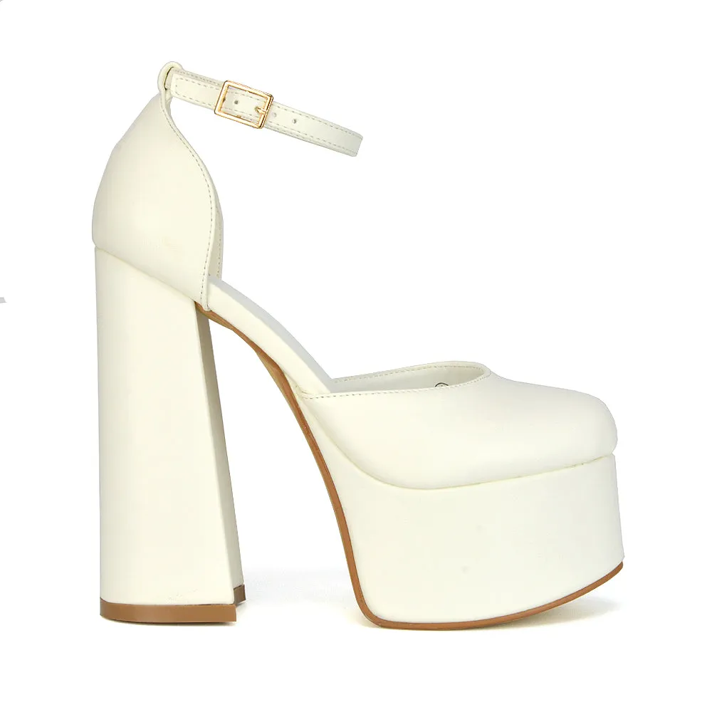 Rae Super High Chunky Platform Heels In Fuchsia Synthetic Leather