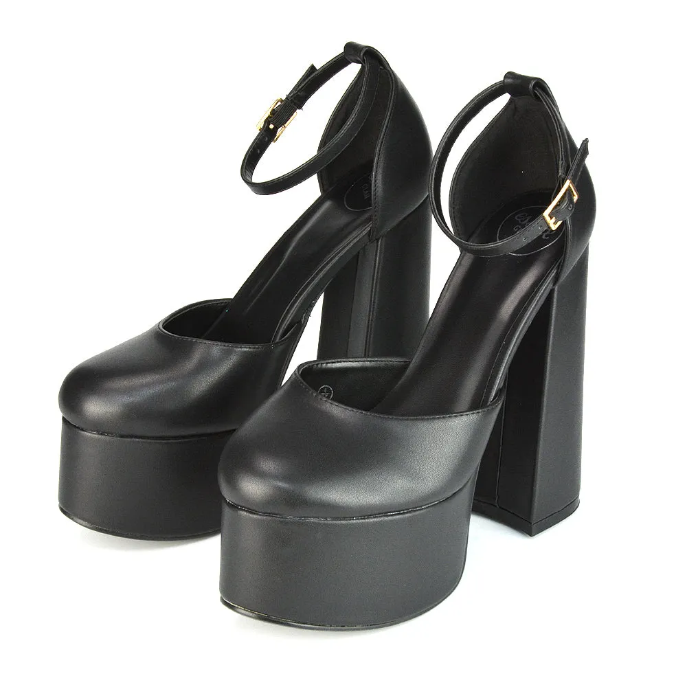 Rae Super High Chunky Platform Heels In Fuchsia Synthetic Leather