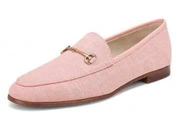 Sam Edelman Loraine Coral Peach Woven Leather Classic Chain Detail Vamp Loafers