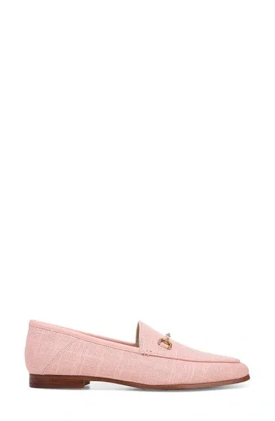 Sam Edelman Loraine Coral Peach Woven Leather Classic Chain Detail Vamp Loafers