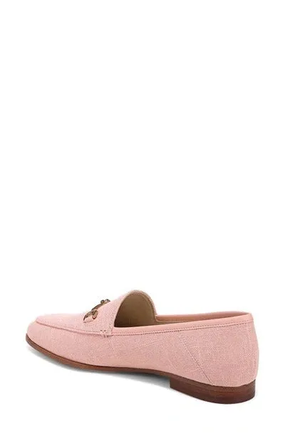 Sam Edelman Loraine Coral Peach Woven Leather Classic Chain Detail Vamp Loafers