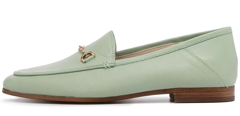 Sam Edelman Loraine Seaglass Green Leather Almond Toe Slip On Wide Loafers